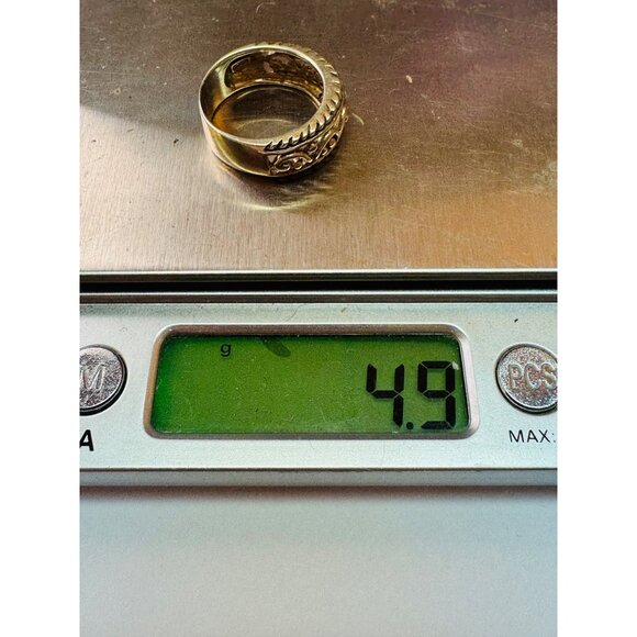 Estate Sterling Silver 925 Filigree Scroll Wide Band Ring Size 8 Vintage Style - Picture 8 of 9